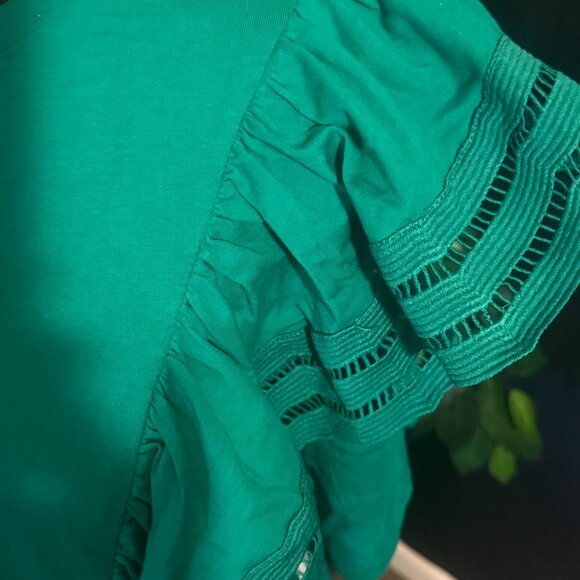 HYACINTH HOUSE GREEN RUFFLE BLOUSE - Picture 2 of 6